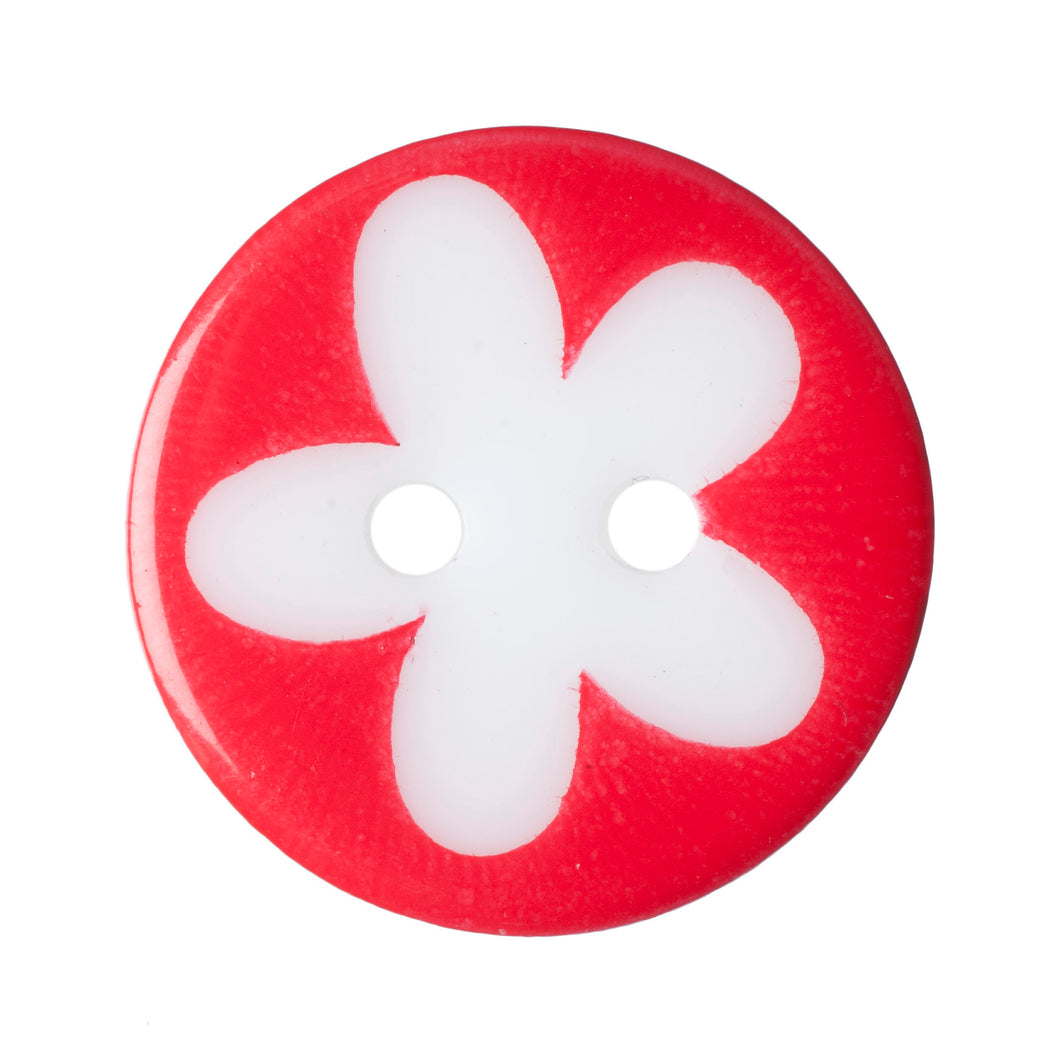 Red Flower Buttons, 17mm