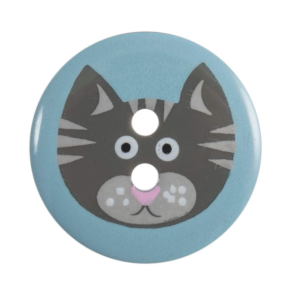 Blue Cat Buttons, 19mm