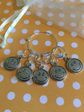 Load image into Gallery viewer, Set of 5 Smiley Faces Stitch Markers
