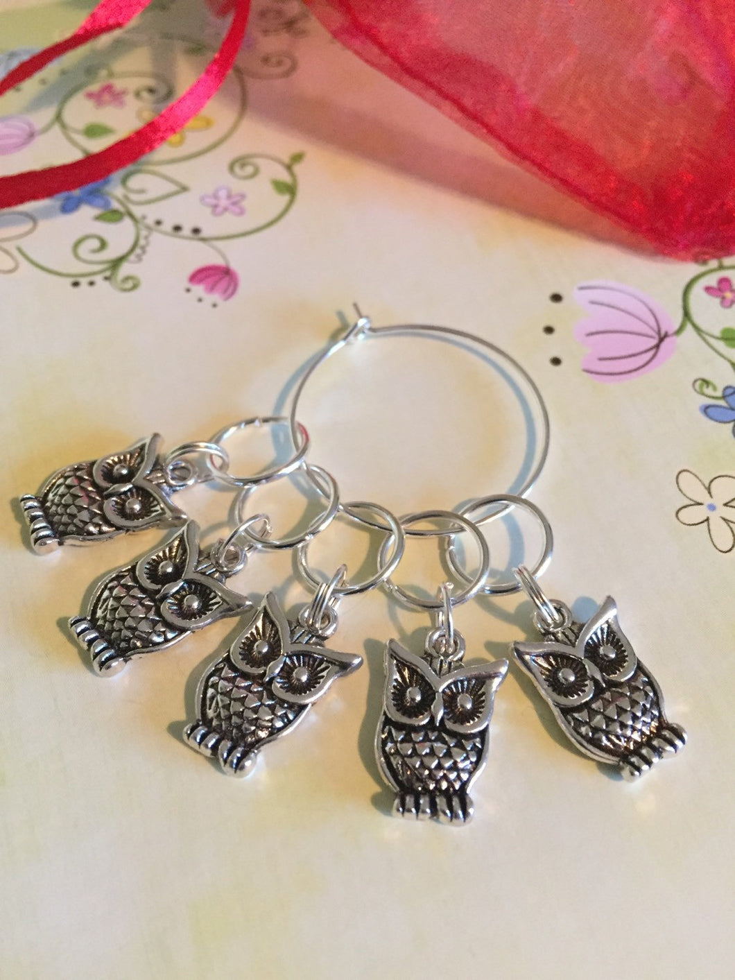 Set of 5 Owl Stitch Markers