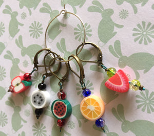 Set of 5 Fruit Stitch Markers