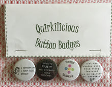 Load image into Gallery viewer, Set of 4 Crochet Themed Button Badges, 1&quot;/25mm
