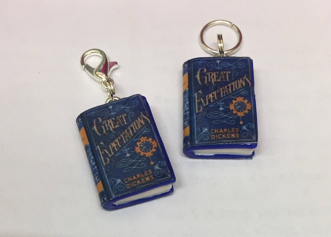 Miniature Book Charm Stitch Marker, Great Expectations, Charles Dickens inspired