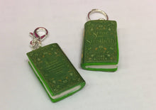 Load image into Gallery viewer, Miniature Book Charm Stitch Marker, Pride and Prejudice, Sense and Sensibility, Jane Austen inspired
