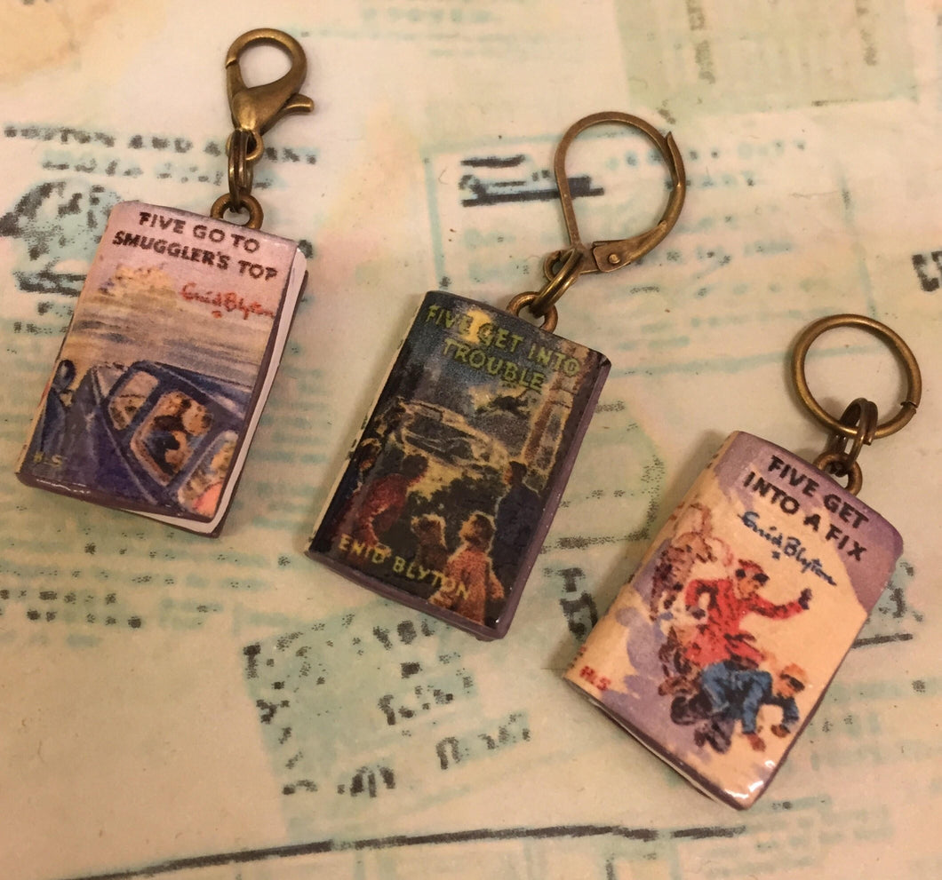 Miniature Book Charm Stitch Marker, Famous Five, Enid Blyton inspired