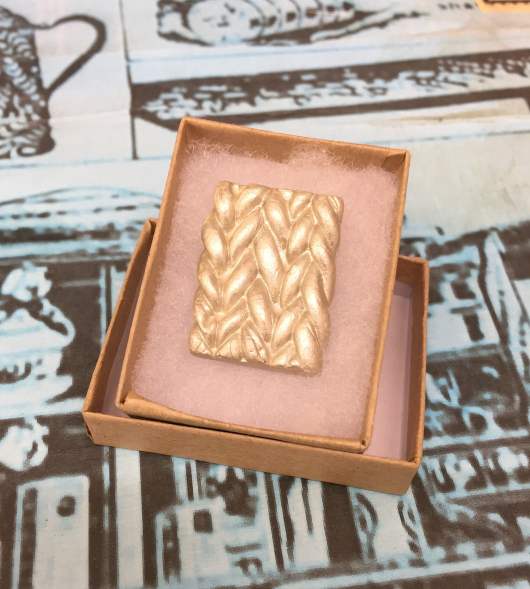 Knitted Effect Clay Brooch