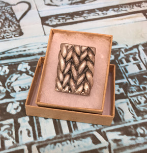 Knitted Effect Clay Brooch