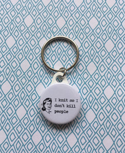 I Knit So I Don't Kill Keyring, 1"/25mm