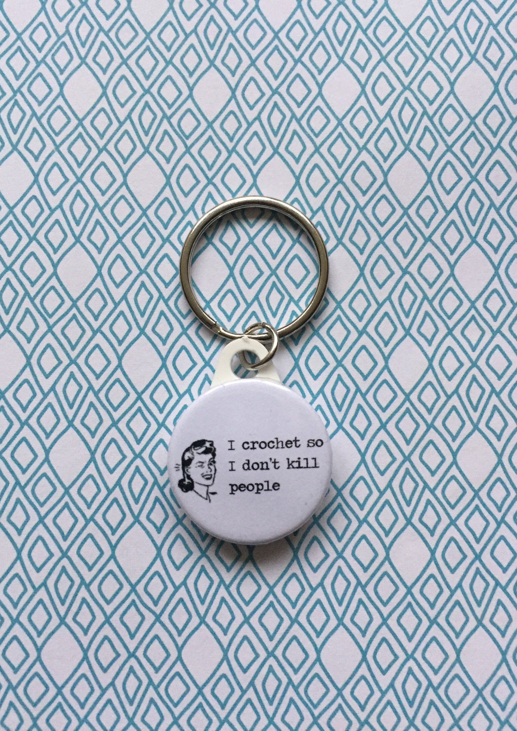 I Crochet So I don't Kill People Keyring, 25mm/1