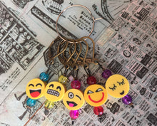 Load image into Gallery viewer, Set of 5 Emoji Knitting Crochet Stitch Markers
