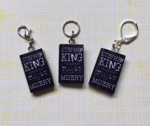 Miniature Book Charm Stitch Marker, Misery, Stephen King inspired