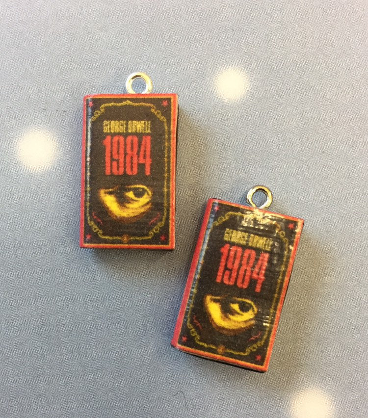 Miniature Book Charm Stitch Marker, 1984, George Orwell inspired