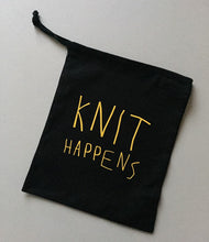 Load image into Gallery viewer, Knit Happens Cotton Drawstring Tote Bag
