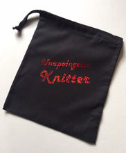 Load image into Gallery viewer, Unapologetic Knitter, Cotton Drawstring Tote Bag
