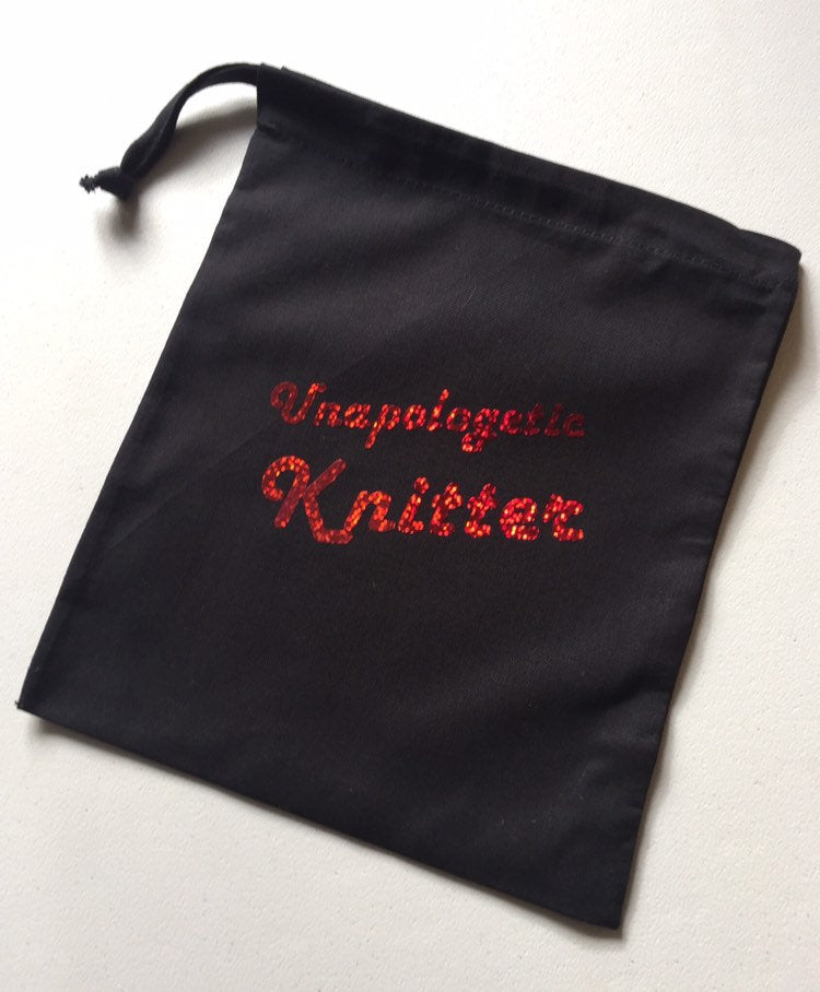 Unapologetic Knitter, Cotton Drawstring Tote Bag
