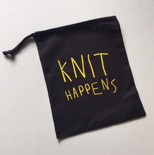 Load image into Gallery viewer, Knit Happens Cotton Drawstring Tote Bag
