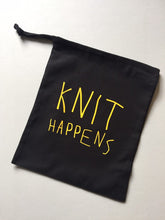 Load image into Gallery viewer, Knit Happens Cotton Drawstring Tote Bag
