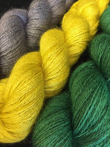 Non Superwash Wensleydale British Wool, 4 Ply Yarn, 100g/3.5oz, Glitter and Grease