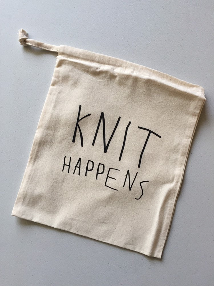 Knit Happens Cotton Drawstring Tote Bag