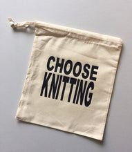 Load image into Gallery viewer, Choose Yarn, Knitting, Crochet, Cotton Drawstring Project Tote Bag
