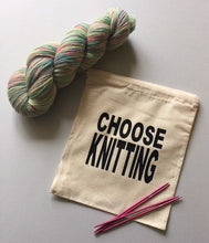 Load image into Gallery viewer, Choose Yarn, Knitting, Crochet, Cotton Drawstring Project Tote Bag
