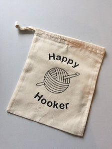 Happy Hooker Cotton Drawstring Tote Bag