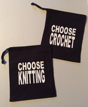 Load image into Gallery viewer, Choose Yarn, Knitting, Crochet, Cotton Drawstring Project Tote Bag

