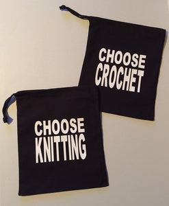Choose Yarn, Knitting, Crochet, Cotton Drawstring Project Tote Bag