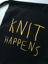 Load image into Gallery viewer, Knit Happens Cotton Drawstring Tote Bag
