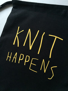 Knit Happens Cotton Drawstring Tote Bag