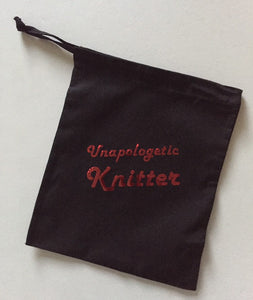 Unapologetic Knitter, Cotton Drawstring Tote Bag