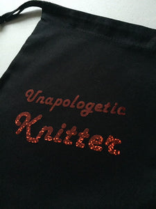 Unapologetic Knitter, Cotton Drawstring Tote Bag