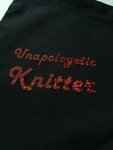 Unapologetic Knitter, Cotton Drawstring Tote Bag