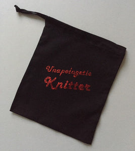 Unapologetic Knitter, Cotton Drawstring Tote Bag