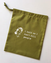 Load image into Gallery viewer, I Crochet So I Don’t Kill People Cotton Drawstring Tote Bag
