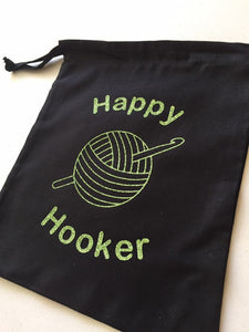 Happy Hooker Cotton Drawstring Tote Bag