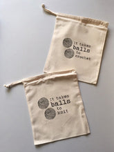 Load image into Gallery viewer, It Takes Balls to Knit Cotton Drawstring Tote Bag
