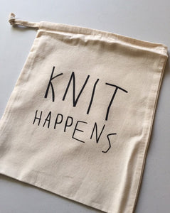 Knit Happens Cotton Drawstring Tote Bag