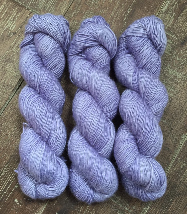 Superwash Merino Single Ply Fingering Yarn, 100g/3.5oz, Lady Susan, Lilac, Semi Solid