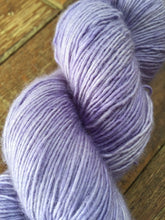 Load image into Gallery viewer, Superwash Merino Single Ply Fingering Yarn, 100g/3.5oz, Lady Susan, Lilac, Semi Solid
