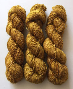 Superwash Merino Single Ply Fingering Yarn, 100g/3.5oz, Gold Rush