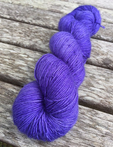 Superwash Merino Single Ply Fingering Yarn, 100g/3.5oz, Serendipity, Hyacinth Purple, Semi Solid