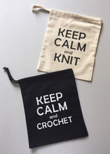 Load image into Gallery viewer, Keep Calm and Knit Cotton Drawstring Tote Bag
