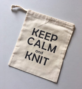 Keep Calm and Crochet Cotton Drawstring Tote Bag