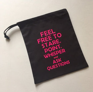 Feel Free to Stare Cotton Drawstring Project Tote Bag