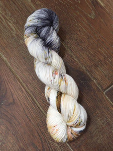 Superwash Merino Nylon Titanium Sock Yarn, 100g/3.5oz, Meetings Have Biscuits