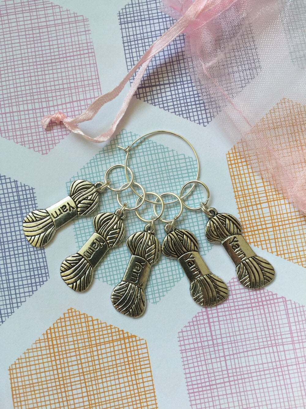 Set of 5 Yarn Ball Stitch Markers