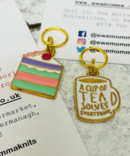 Load image into Gallery viewer, Set of 2 Tea and Cake Stitch Markers
