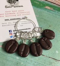 Load image into Gallery viewer, Set of Coffee Beans Stitch Markers Progress Keepers
