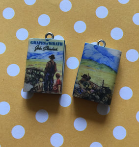 Miniature Book Charm Stitch Marker, Grapes of Wrath, John Steinbeck inspired